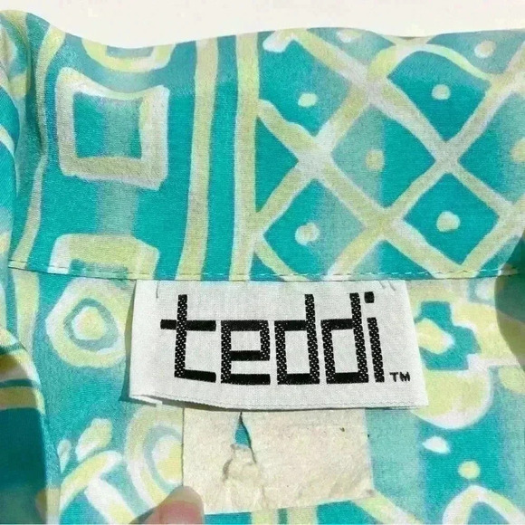 Vintage Teddi Graphic Aztec Geo Windbreaker Track Zip Front Jacket Womens XL - Picture 3 of 5